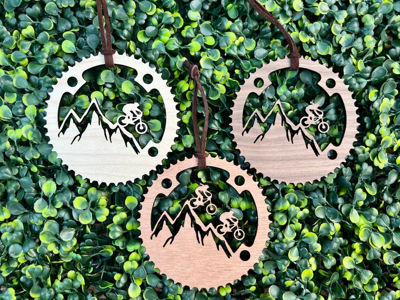 Mountain Bike Natural Wood Ornament MTB XC Downhill Christmas Tree Holidays Stocking Tag Basket Tag Personalized Gift image 7