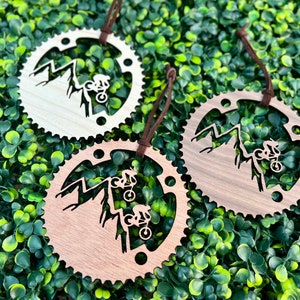 Mountain Bike Natural Wood Ornament MTB XC Downhill Christmas Tree Holidays Stocking Tag Basket Tag Personalized Gift image 6