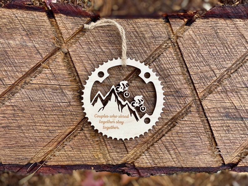 Mountain Bike Natural Wood Ornament MTB XC Downhill Christmas Tree Holidays Stocking Tag Basket Tag Personalized Gift image 8