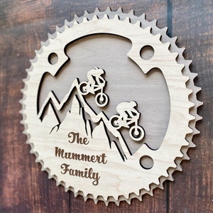 Wall Hanging Mountain Bike Couple Decor | MTB | Natural Wood | Home Decor | Personalized Gift | Wedding | Mountain Sign | Wall Art | Cyclist