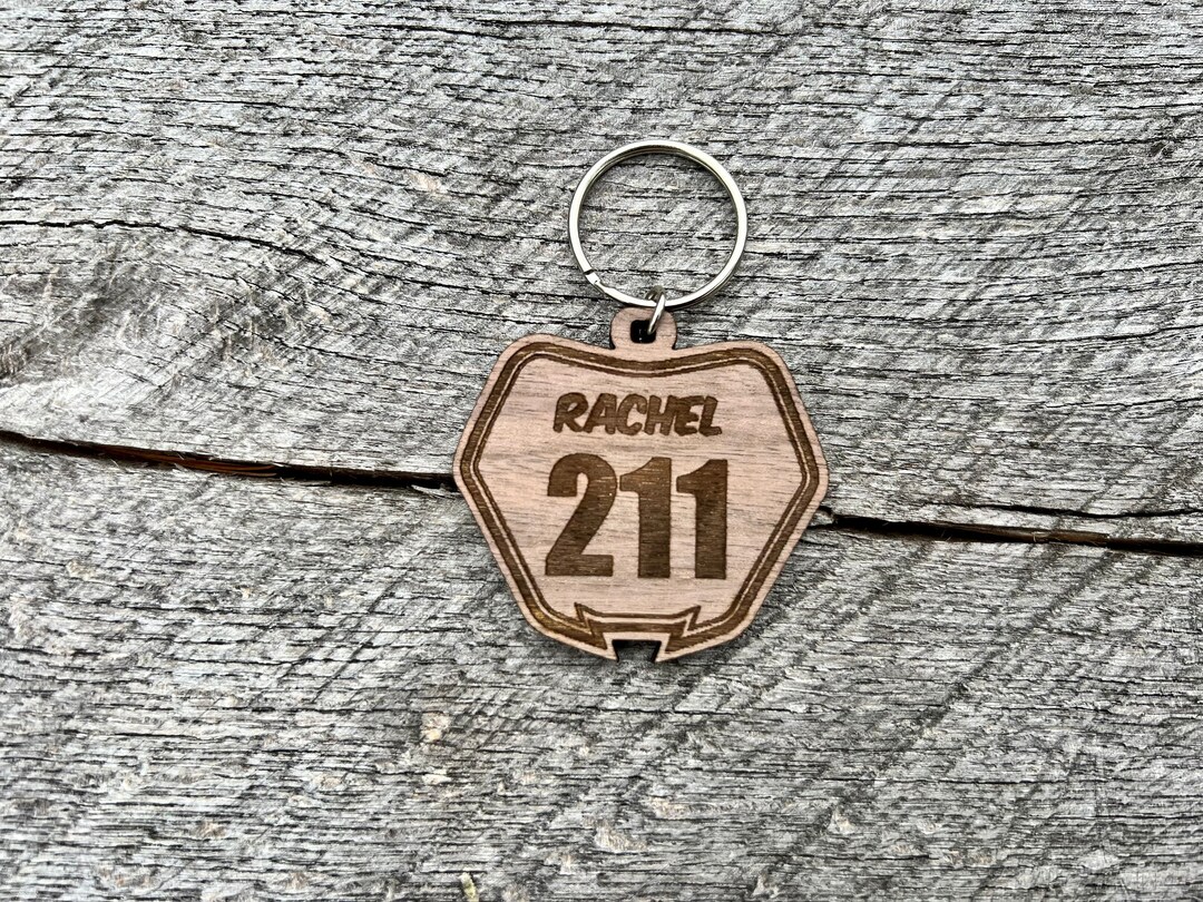 Custom Number Plate Keychain Motocross Wooden Dirt Bike Etsy