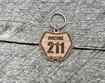 Custom Number Plate Keychain | Motocross | Wooden | Dirt Bike | Mx | Racing | Gift | Car Accessories | Motorcycle