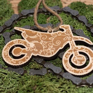 Wood Ornament || Floral Dirt Bike || Motocross || Motorcycle || Christmas || Holidays