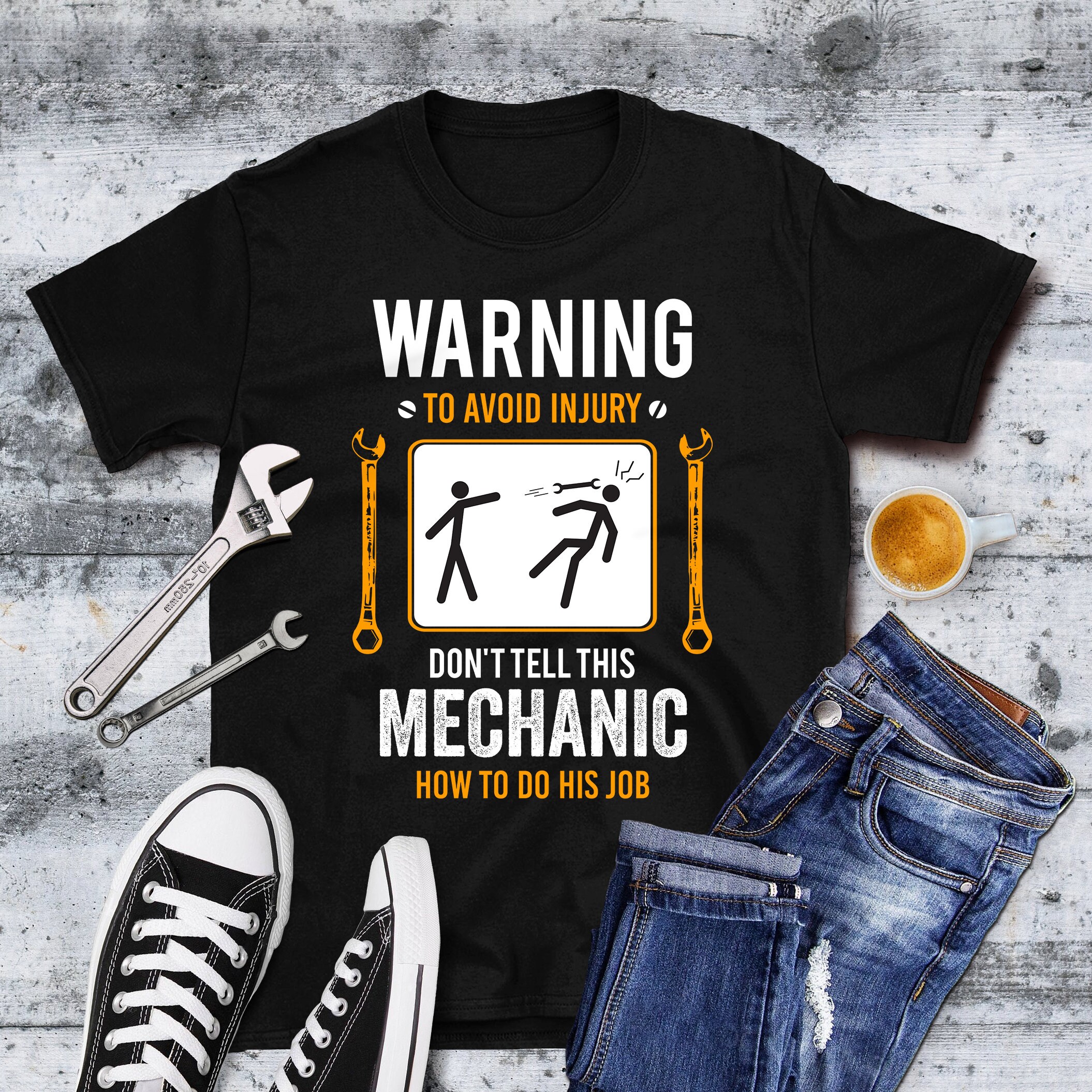 Funny Mechanic Shirt for Men Warning To Avoid Injury Gift Etsy