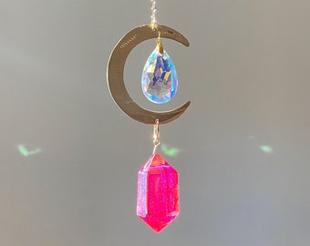 Large Crystal Point Sun Catcher, Handmade Gift for Her, Angel Aura Double Terminated Rainbow Maker, Maximalist Home Decor, Housewarming Gift