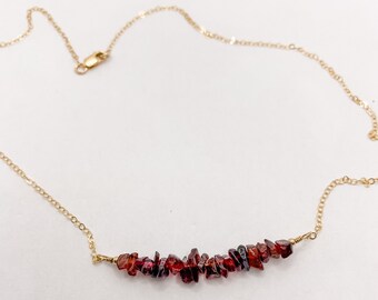 Natural Garnet Necklace • January Birthstone Gift • Everyday Jewelry Layering Crystal Choker • Birthday Gift for Her • Wedding Anniversary