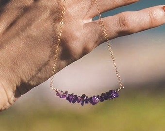 Raw Amethyst Necklace • Meditation Crystal Necklace • Healing Amethyst Crystal Jewelry • February Birthstone Gift Gold Silver Rose Gold