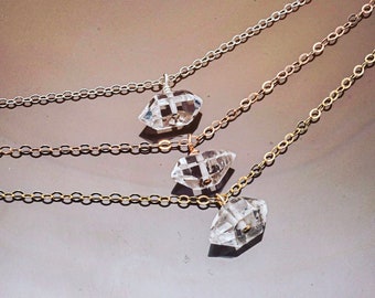 Dainty Herkimer Diamond Necklace • Everyday Crystal Jewelry Layering Necklace • April Birthstone Gift • Gemstone Choker Gold, Silver, Rose