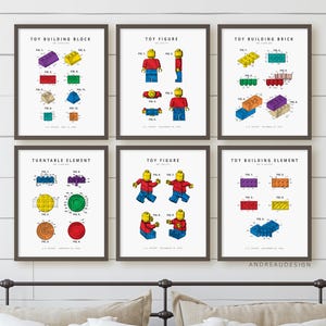 Set of 6 Color Building Toy Prints, Matching Printable Art, Teen Room Wall Art, Boy Bedroom Decor, Kids Play Room, Digital Download Gift