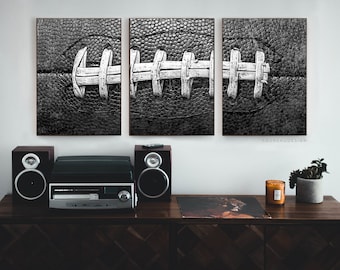 Set of 3 Black and White Football Prints, American Football Printable Gift, Sports Wall Art, Teen Boys Room Decor, Kids Artwork, NFL Poster