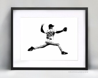 Baseball Pitcher Home Decor, Oeuvre d'impression de softball noir et blanc, Ball Player Coach Gift, Teen Boy Wall Poster, MLB Baseball, World Series