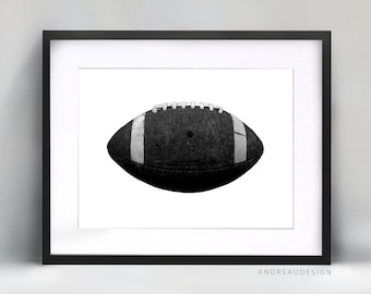 Football Home Decor, Black and White American Football Printable Art, Sports Wall Art, Teenage Boy Bedroom Poster, Teen Girl Room Prints