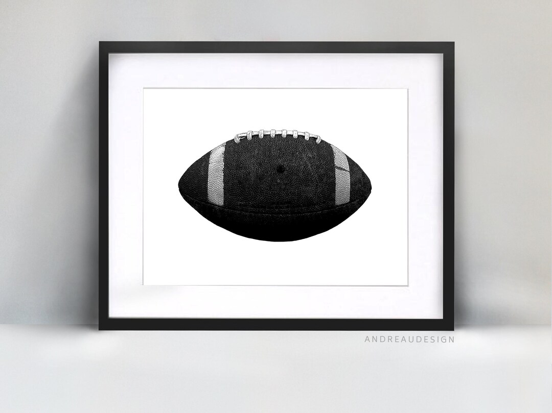 Football Home Decor, Black and White American Football Printable Art