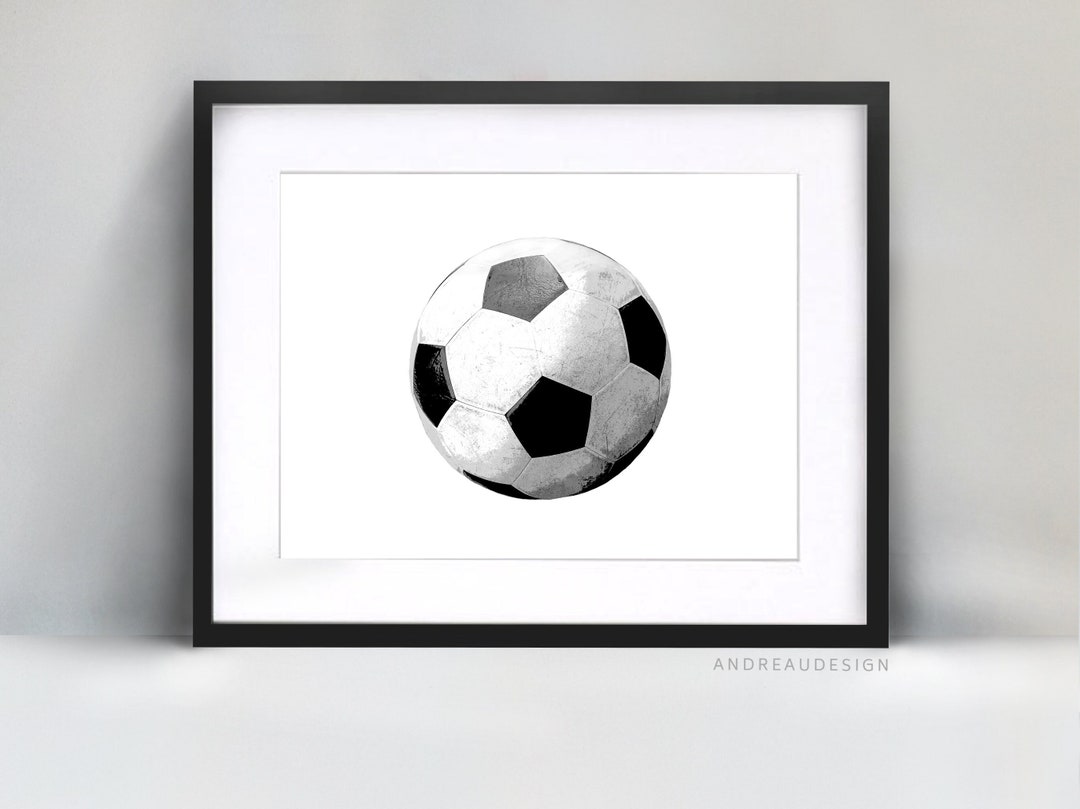 Soccer Ball Black and White Printable Art, Soccer Wall Decor, Soccer Coach Gift Art, Sports Teen