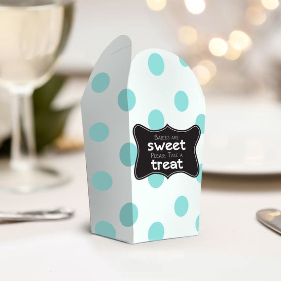 Blue Polka Dot Baby Shower Box With Lid Diy Shower Favour Etsy
