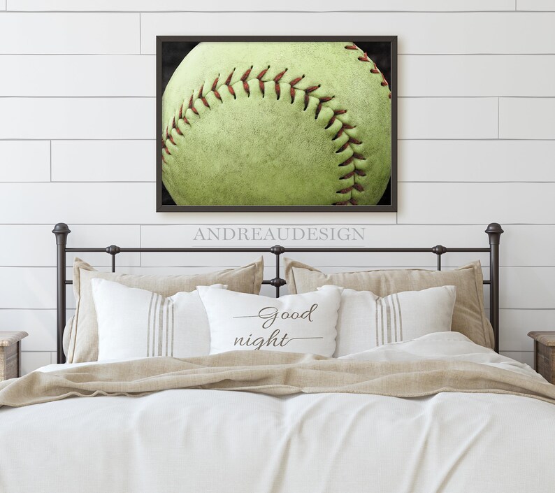 Rustic Softball Vintage Softball Ball Home Decor, Rustic Baseball Printable Art, Ball ...