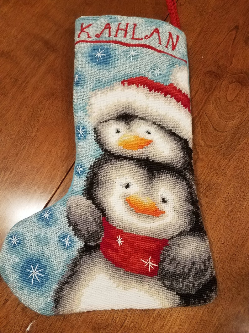 Needlepoint Christmas Stocking Personalized image 2