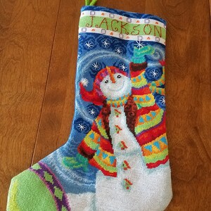 Needlepoint Christmas Stocking Personalized image 3