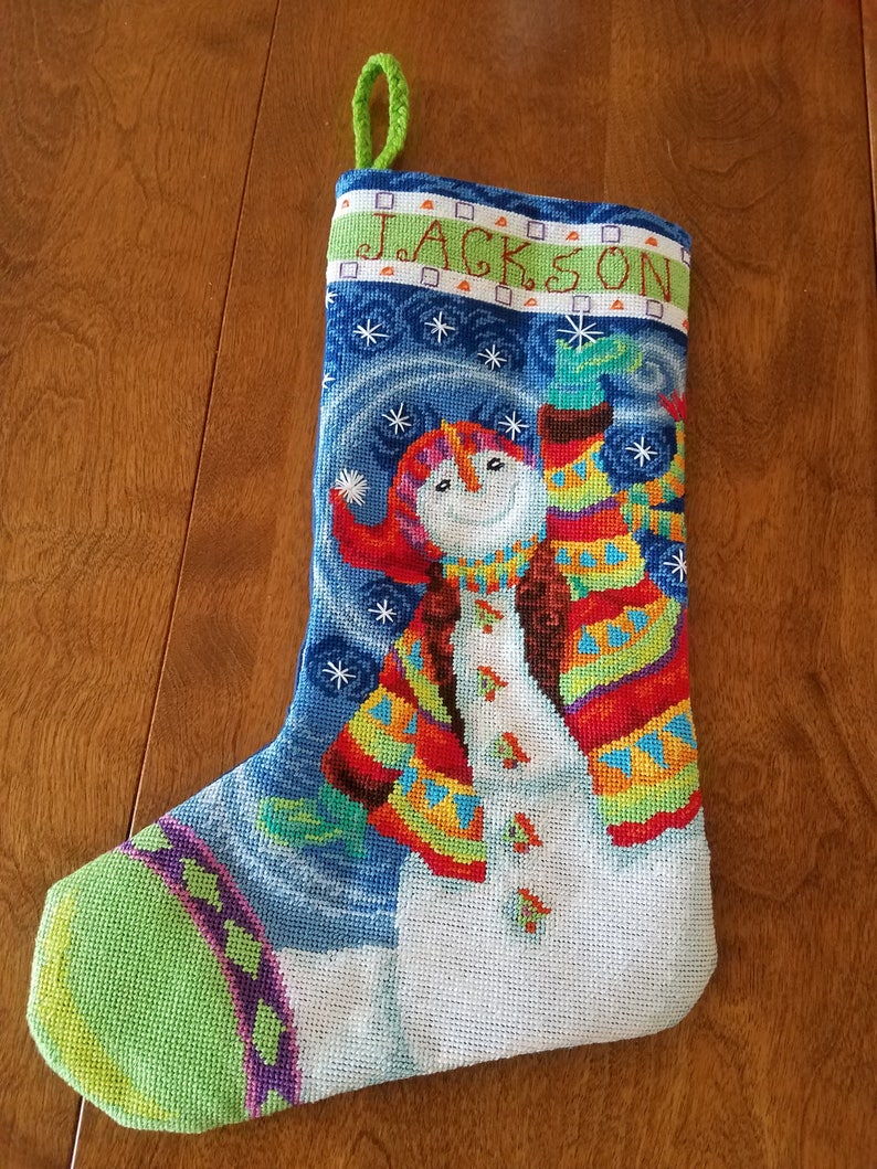 Needlepoint Christmas Stocking Personalized image 3