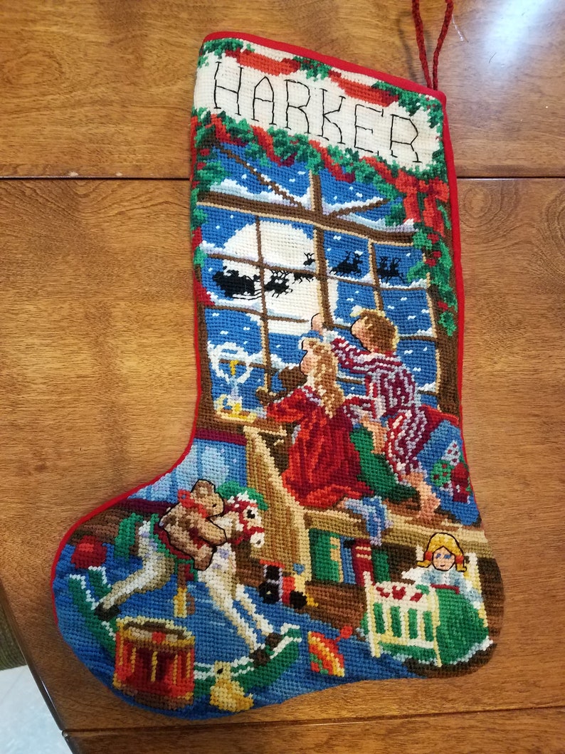 Needlepoint Christmas Stocking personalized - Etsy