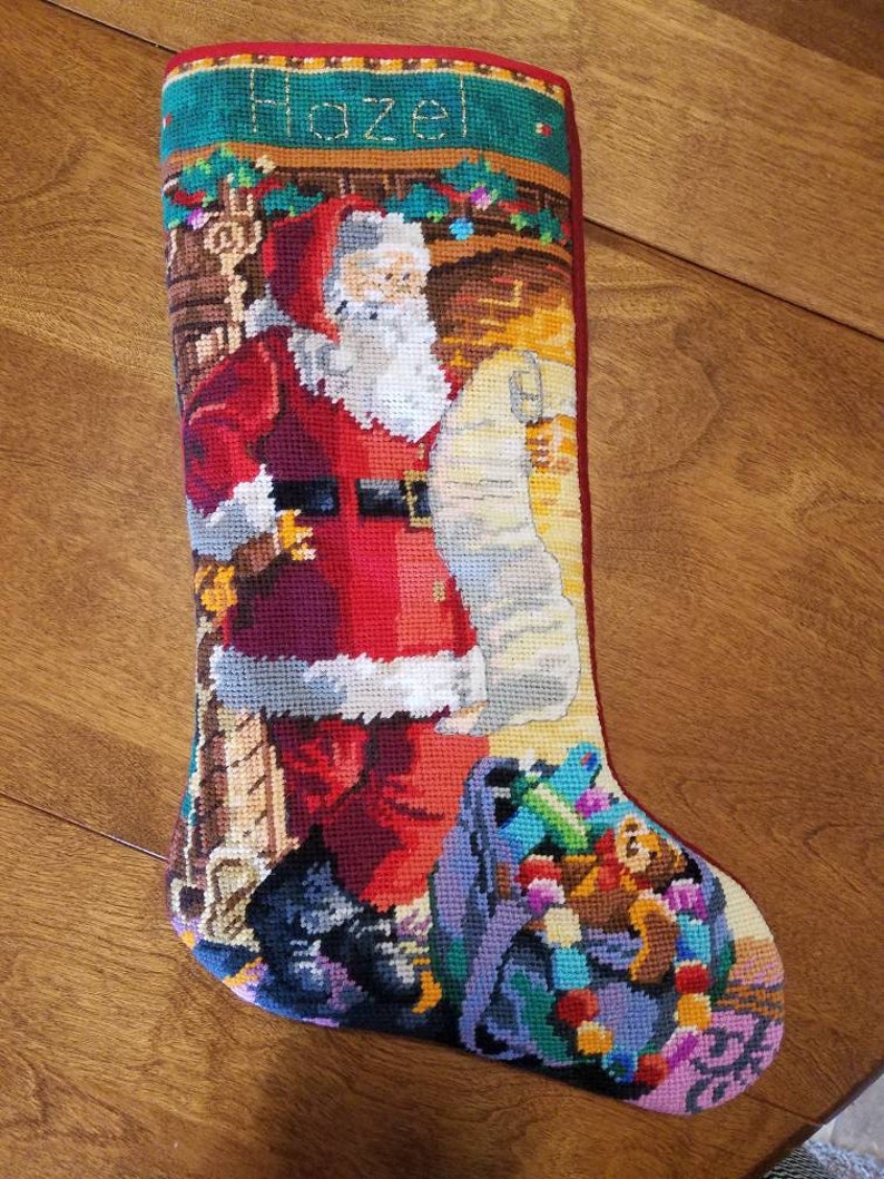 Needlepoint Christmas Stocking Personalized image 1