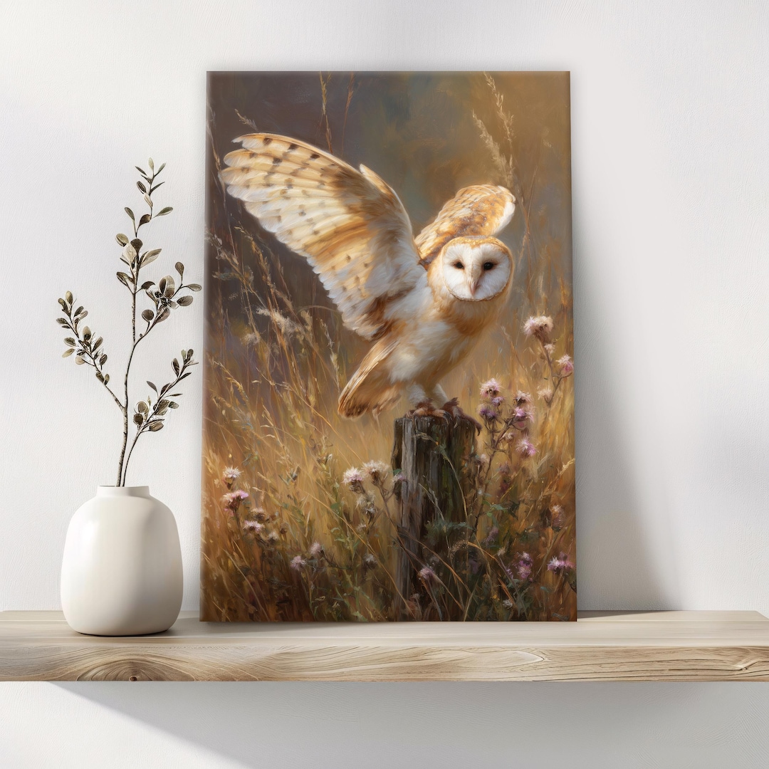 Barn Owl Flight Canvas Wall Art Print – Nature Picture, Framed Bird ...