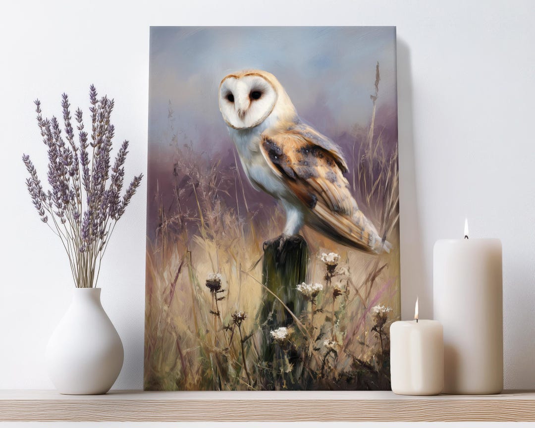 Barn Owl Flight Canvas Wall Art Print – Nature Picture, Framed Bird ...