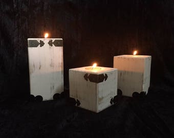 Wood candle tealight holders