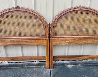 mid century king caned headboard