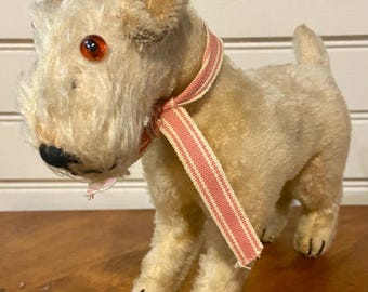 Antique stuffed terrier dog