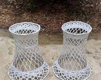 Mid Century Spun Fiberglass Plant Stands Pair  19”
