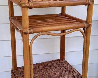 Bamboo Rattan Wicker Plant stand table