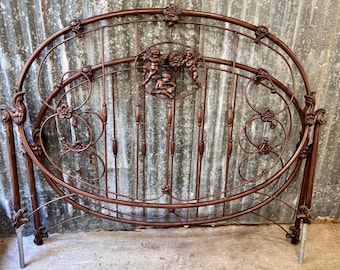 Antique Full Iron Bed Cherubs MESSAGE FOR SHIPPING