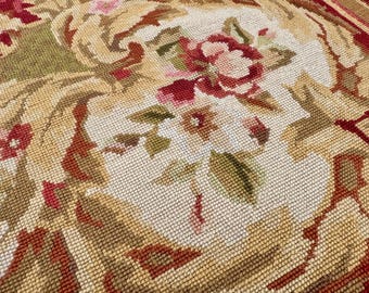 Vintage French Aubusson Needlepoint Rug 96x58  – Floral Design