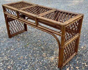 SALE! Vintage Rattan Console Table