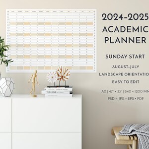 Printable 20242025 Academic Wall Planner Sunday Start Academic Year