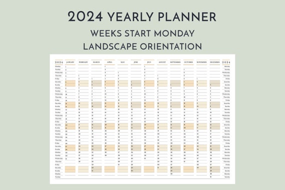 Planner calendar for 2024. Wall organizer, yearly template. One page. Set  of 12 months. English Stock Vector