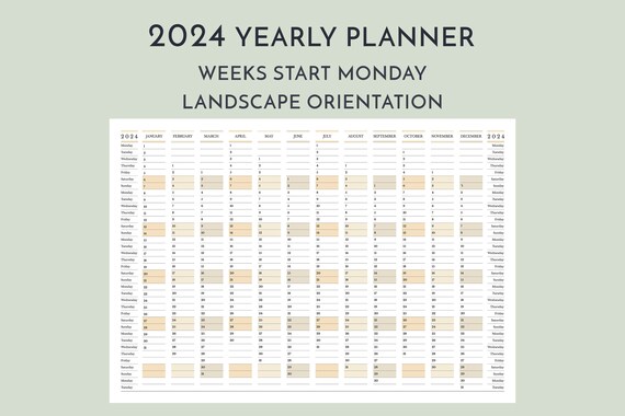 Planner calendar for 2024. Wall organizer, yearly template. One page. Set  of 12 months. English Stock Vector