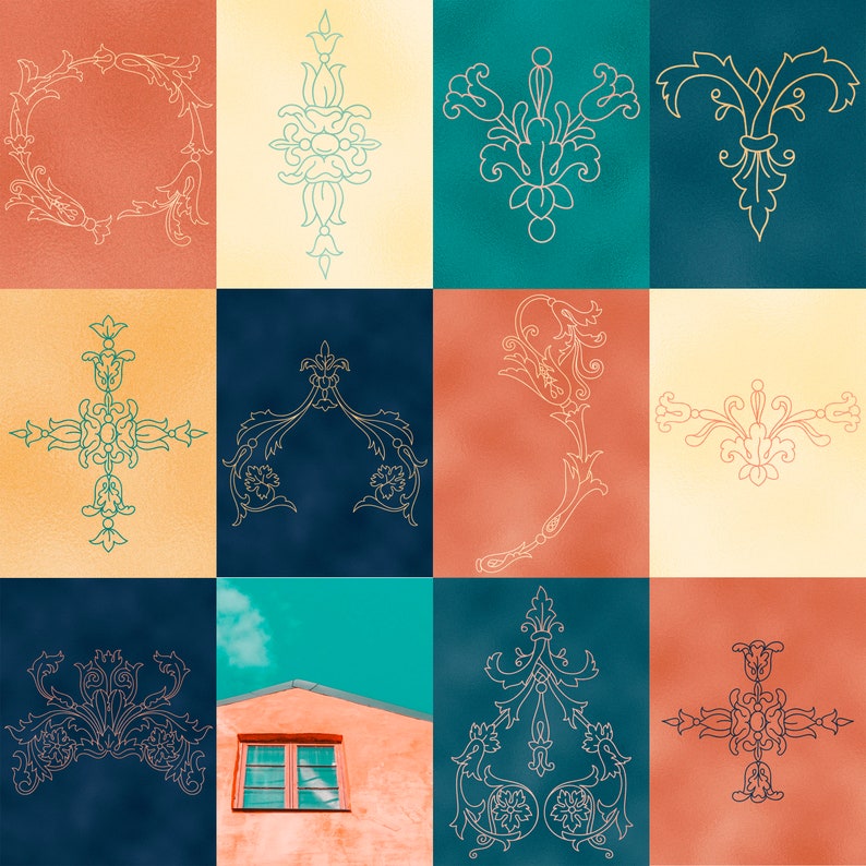 Damask Clipart, Damask Stencil, Seamless Pattern, Wallpaper, Baroque Ornament Elements, Damask Foil Background image 7