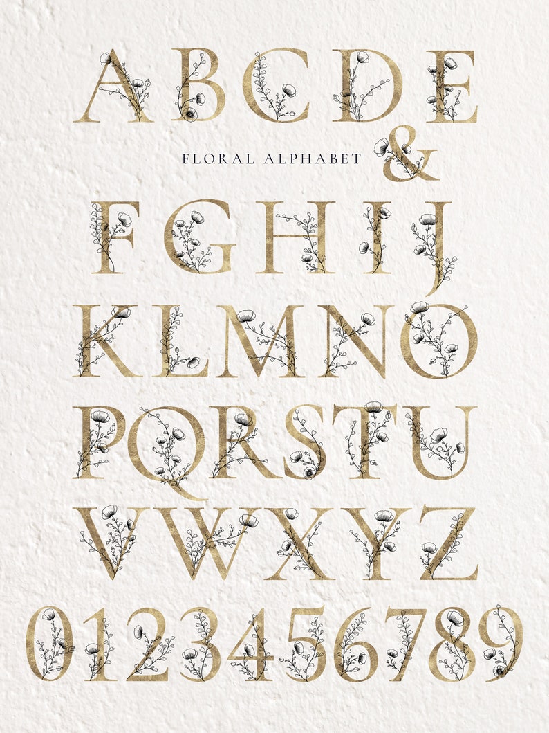 Nicety Custom Printable Monogram, Gold Personalized Family Name Letter, Monogram Font Wedding Gift, Monogram Wall Decor image 2