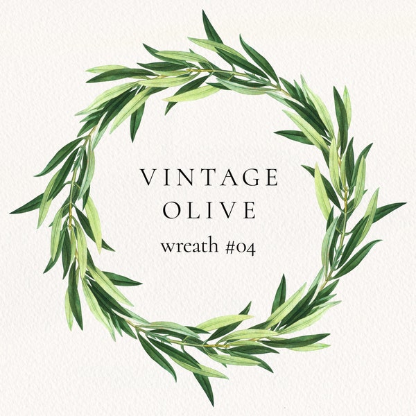 Olive Wreath #04 PNG, Olive Greenery Wreath Frame, Olive Tree Branch Wedding Invitation, Botanical Clip Art, Commercial License