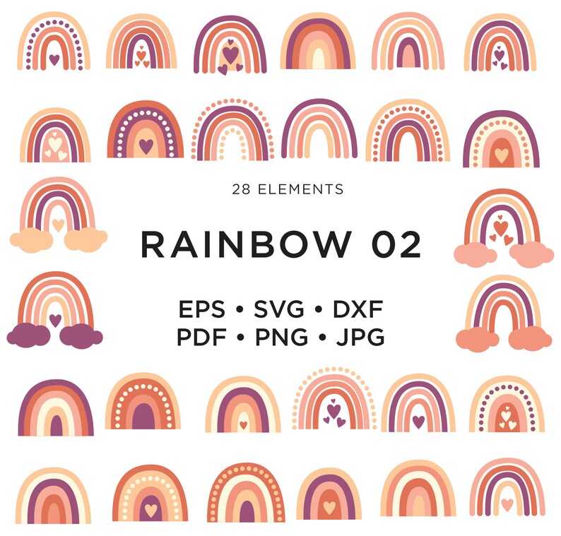 Download Rainbow SVG Clipart 02 Modern Rainbow Nursery Clip Art ...