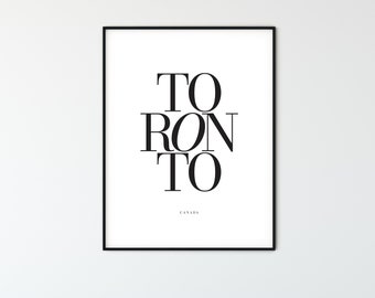 TORONTO City Name Typography Poster, Minimalist Printable Wall Art, Aesthetic Room Decor for Digital Download