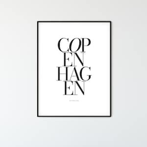Copenhagen Typography Print: Minimalist Denmark Wall Art (Digital Download)