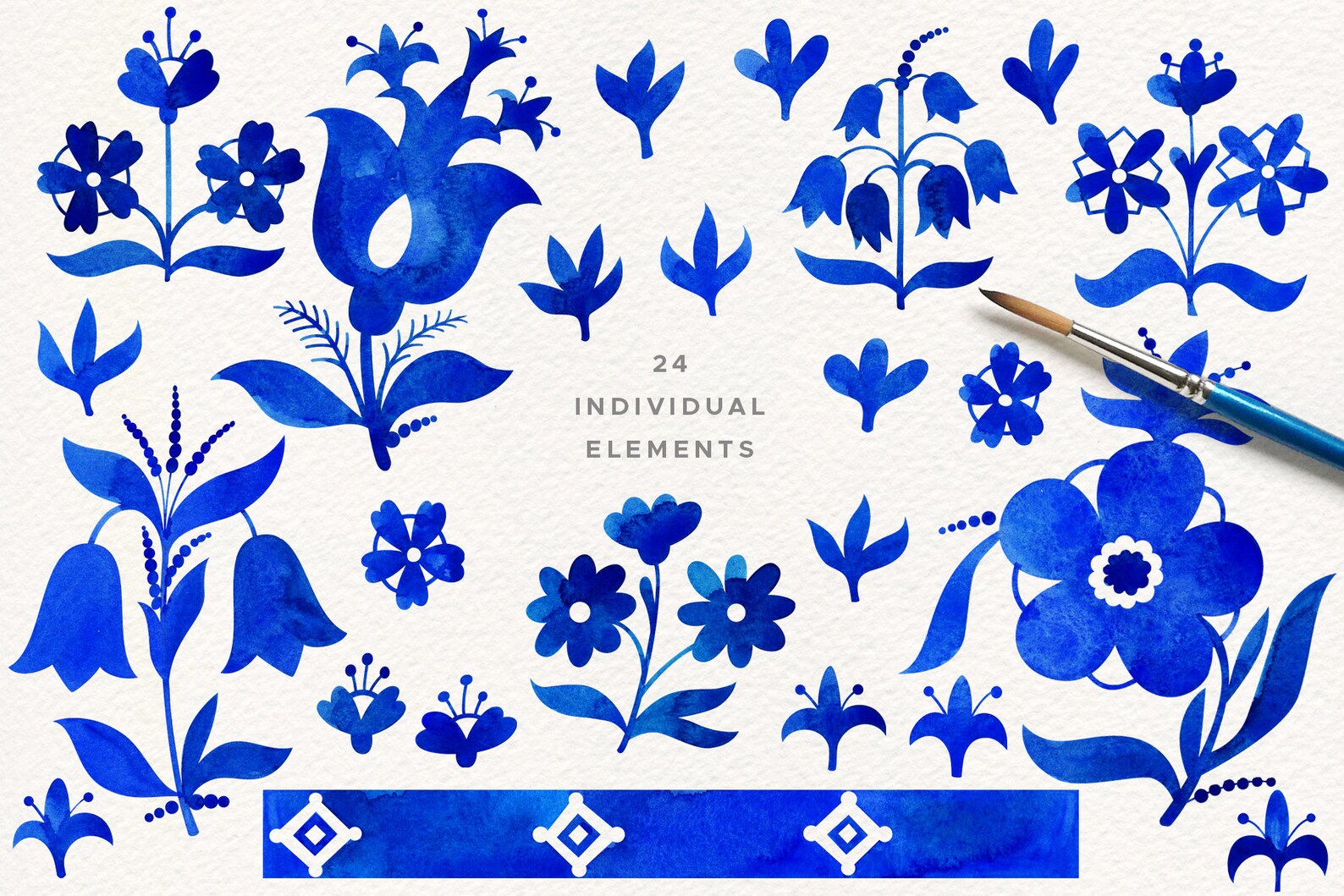 Blue Delft Watercolor Clipart Dutch Flowers Clipart With - Etsy