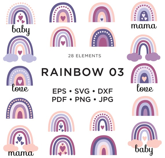 Download Rainbow Svg Cut Template 03 Neutral Rainbow Nursery Clip Etsy