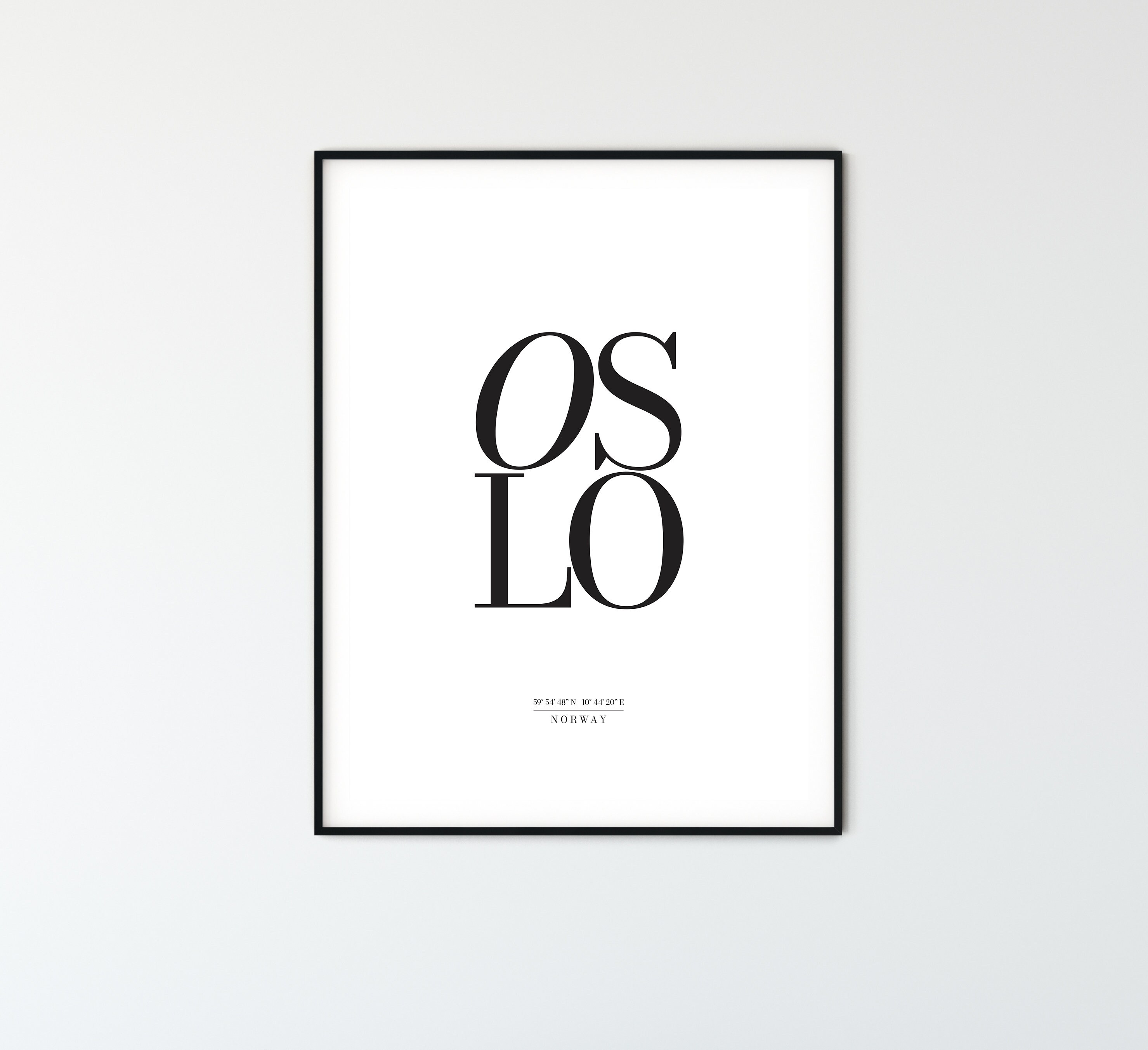 Oslo City Map Poster: Minimalist Typography Art (Digital Download)