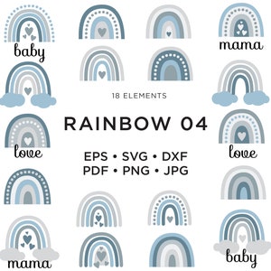 Rainbow SVG Clipart #04, Neutral Rainbow Nursery Clip Art, Baby Boy Vector Geometric Clipart, DIY Rainbow Logo Design, Commercial License