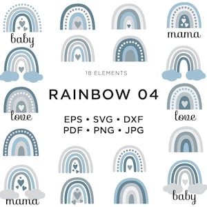 Rainbow SVG Clipart #04, Neutral Rainbow Nursery Clip Art, Baby Boy Vector Geometric Clipart, DIY Rainbow Logo Design, Commercial License