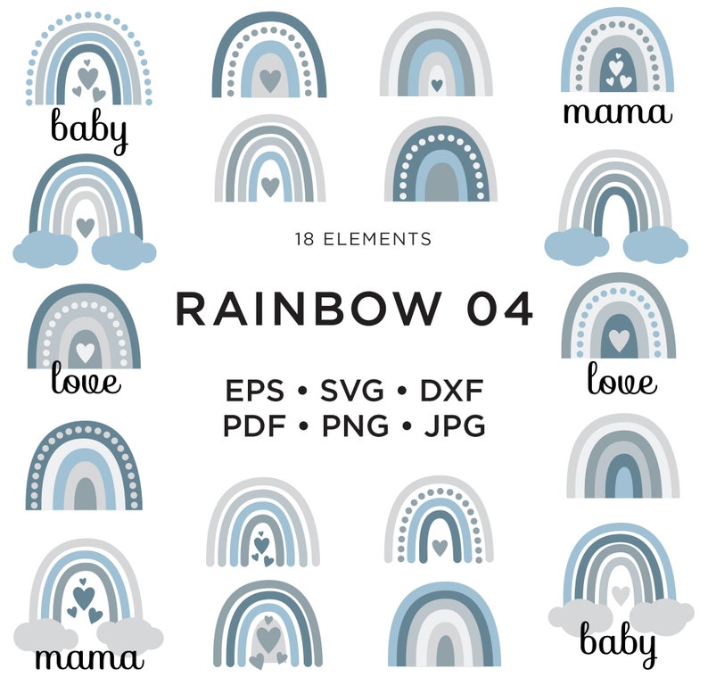 Download Rainbow SVG Clipart 04 Neutral Rainbow Nursery Clip Art | Etsy